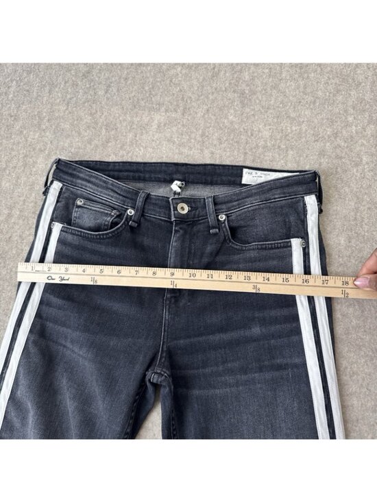 Rag Bone Cate Flare Jeans Womens 29 Charcoal Stripe Mid Rise Ankle Cropped Raw - Picture 6 of 16